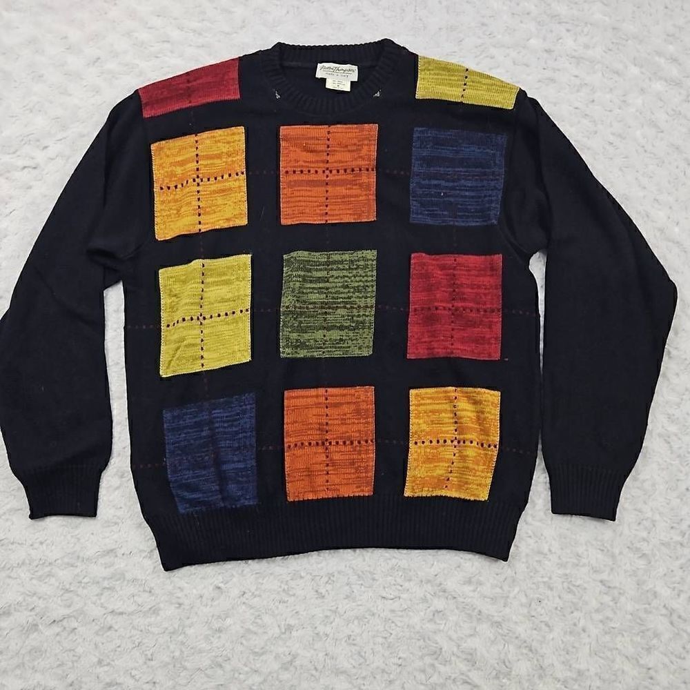 Grandpa Sweater Norm Thompson Vintage Colorblock Wool Blend Womens Size Medium